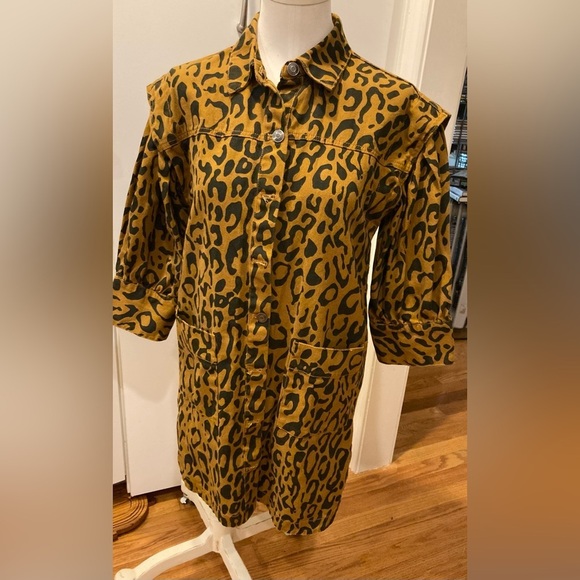 Animal Print Denim Long Jacket/Dress - L NWOT - Picture 3 of 11